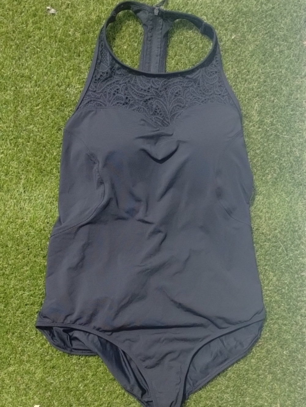 Black Calia Swimsuit With Lace And Tummy Panel